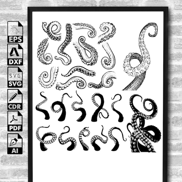 Octopus Tentacles Svg, Octopus Svg, Tentacle Svg, Tentacles Clipart, Kraken Svg, Tentacles Vector, Tentacles Cutfile, Tentacles Cricut PNG