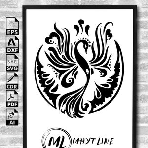 Phoenix SVG | Fire Bird SVG | Mythical Animal SVG Wings Svg | Rise From The Ashes | Cricut Silhouette Clipart Vector Digital Dxf Png Eps Ai