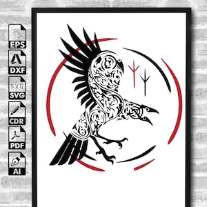 Raven SVG / PNG / JPG files | Digital Cutting Machine File | Raven Crow Silhouette | Corvid Bird | Original Art