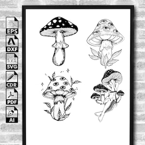 Mushroom girls svg bundle, Woman body with mushroom head svg, dxf, png, jpg, Mushroom lover svg, Cute Mushy body svg, Instant Download