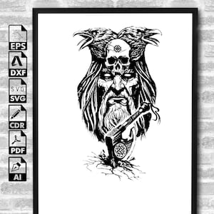 Odin DXF | Wikinger Allvater EPS | Wotan SVG | Odin Digitale Datei | Hugin & Munin | Plotterdatei | Cricut geeignet | Kommerzielle Nutzung