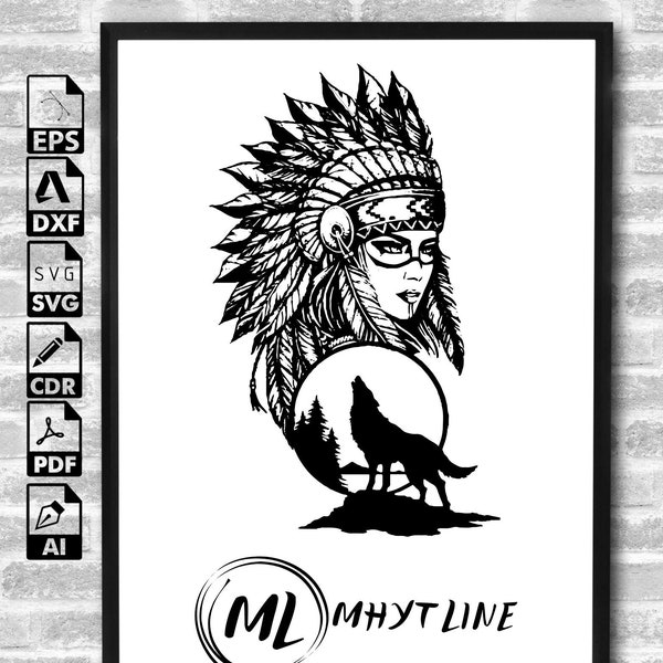 Native American Village SVG | Indigenous People SVG | Wolf Pack SVG | Cricut Cutting Files Printable Clip Art Vector Digital Png Eps Dxf Ai