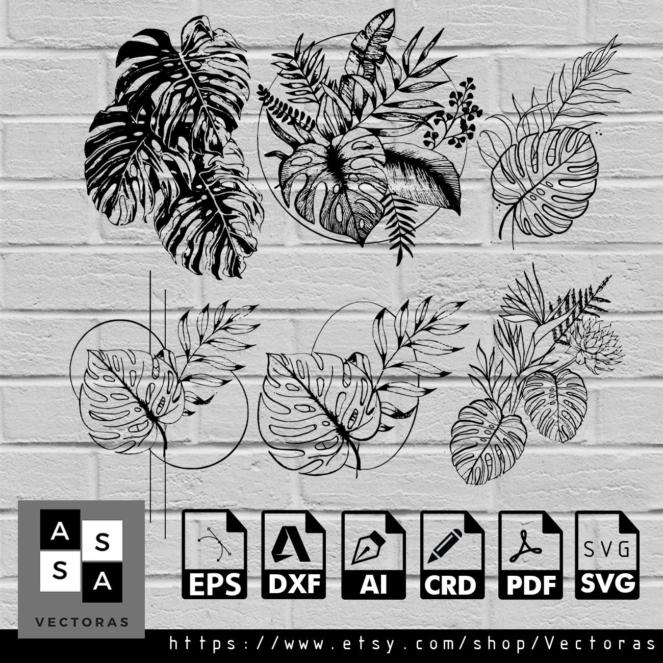 Tropical Leaves Svg | Monstera Leaf Svg Clipart | Commercial Use Svg ...