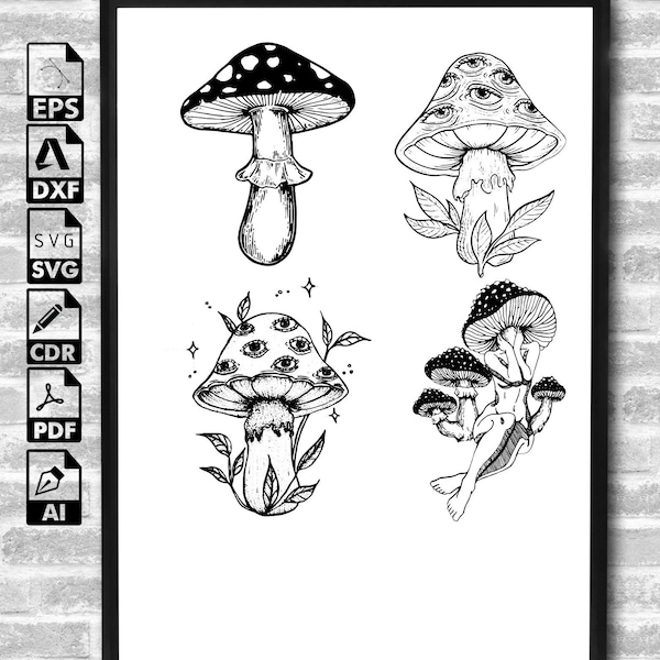 Mushroom girls svg bundle, Woman body with mushroom head svg, dxf, png, jpg, Mushroom lover svg, Cute Mushy body svg, Instant Download
