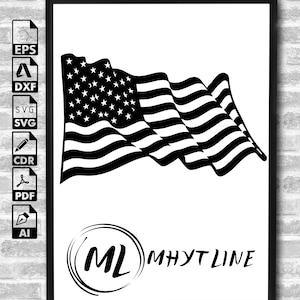 Drapeau américain Svg pour Cricut et Silhouette, USA drapeau coupe fichier, drapeau américain Svg, Png, Jpg, Eps, Dxf, drapeau patriotique