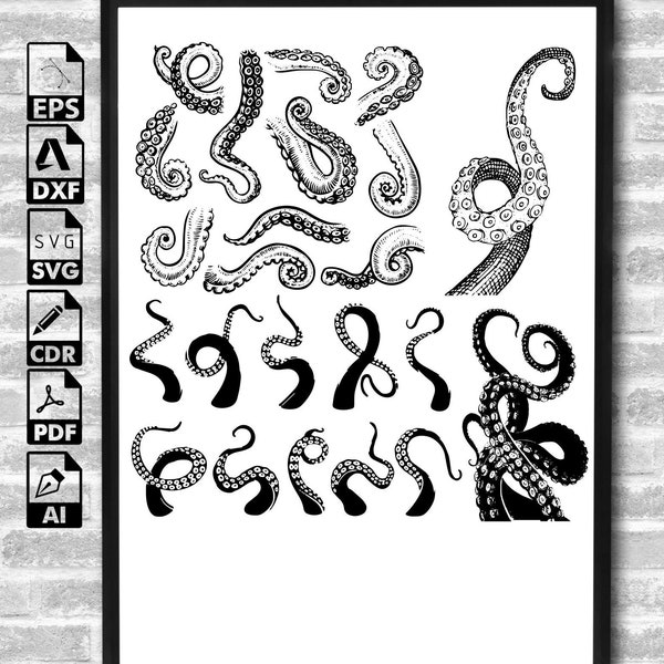 Octopus Tentacles Svg, Octopus Svg, Tentacle Svg, Tentacles Clipart, Kraken Svg, Tentacles Vector, Tentacles Cutfile, Tentacles Cricut PNG