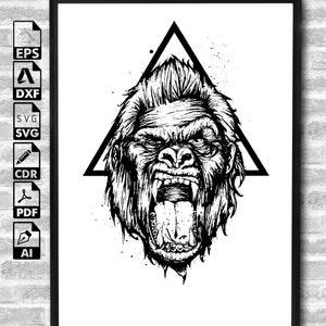Gorilla SVG, Gorilla Kopf Cricut, Gorilla Gesicht Cricut, Gorilla Gesicht Cricut, King Kong SVG, Gorilla Kopf Silhouette, Gorilla geschnitten Datei, Vektor