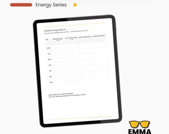 Energy Tracker – Daily and Weekly Balance (PDF and PNG Download, A4/US Letter Size)