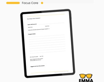 Focus Session - Deep Work Planner (PDF Download A4/US Letter)