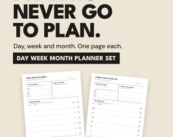 Mis días nunca salen según lo planeado. Planificador diario, semanal y mensual imprimible, sin fecha, ideal para personas con TDAH. PDF tamaño A4 (EE. UU.).