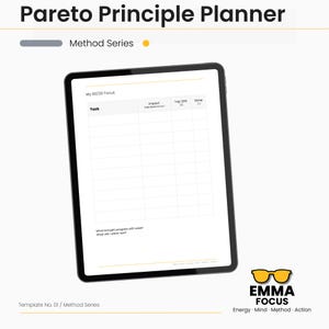 Pareto Principle Planner - 80/20 Productivity, Calm Focus (PDF Download A4/US Letter)