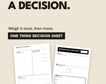 Hoja de decisiones "Una cosa", sopesa las opciones, comprométete a actuar (Descarga en PDF)