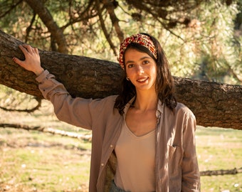 Bandeau turban africain bandana ethnique marron