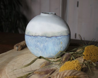 Handgemachte Keramik Vase Steinzeug blau