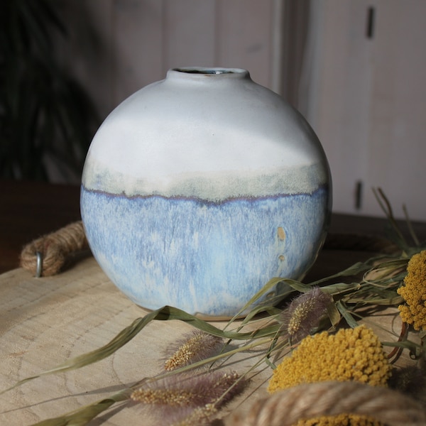 Handgemachte Keramik Vase Steinzeug blau