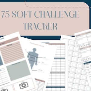 75 Soft Challenge Tracker Bundle, Digital PDF Download, Journal, Spreads, Journaling, 75 Day Challenge Printable, Weight Loss Challenge