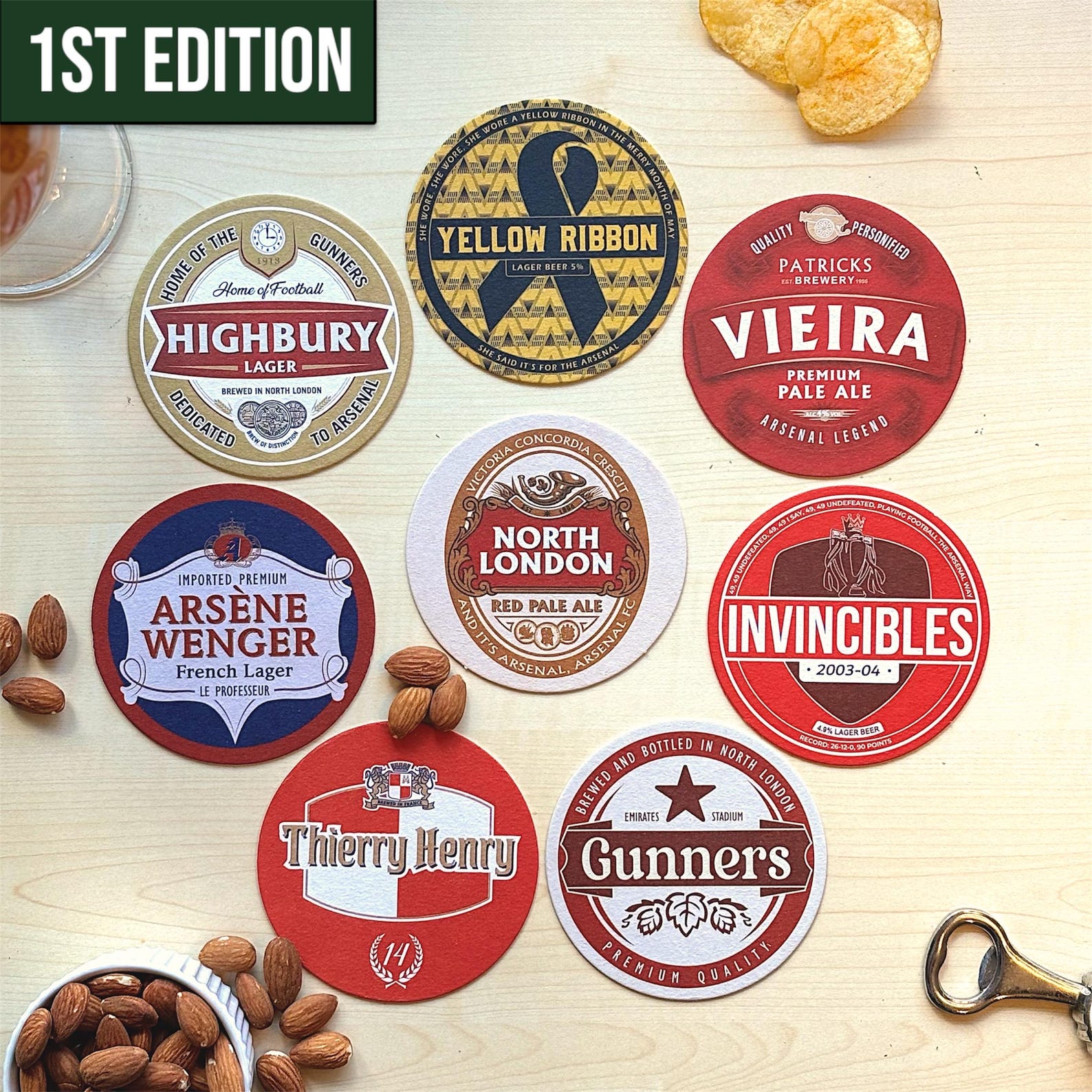 Arsenal Football Beer Mats – Coasters Gift Set for Arsenal Fans | 1st ...