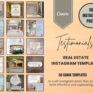 50 Testimonial Real Objekt Instagram Posts | Kundenmeinung | Grund und Boden Social Media | Makler | Instagram-Vorlage | Leinwand