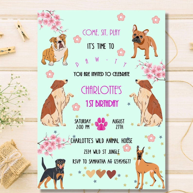 Dog Birthday Invitation Template Come Sit Play With Dog, Printable ...