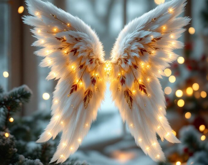 7x Christmas Wings PNG High Quality Digital Download, Studio Backdrop Decor, 300 DPI Clipart