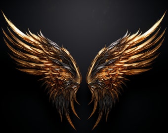 36x Wings Backdrop Gold and Black, Transparent, Golden Wings Overlay, Angelic Wing Effect, Photo Editing Overlay, Digital Art Supply
