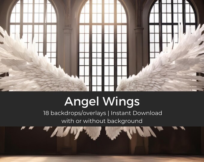 18 Angel Wings Backdrop, Large Photo Prop for Wedding, Instant download, Party Decoration Perfect Background Wall Art