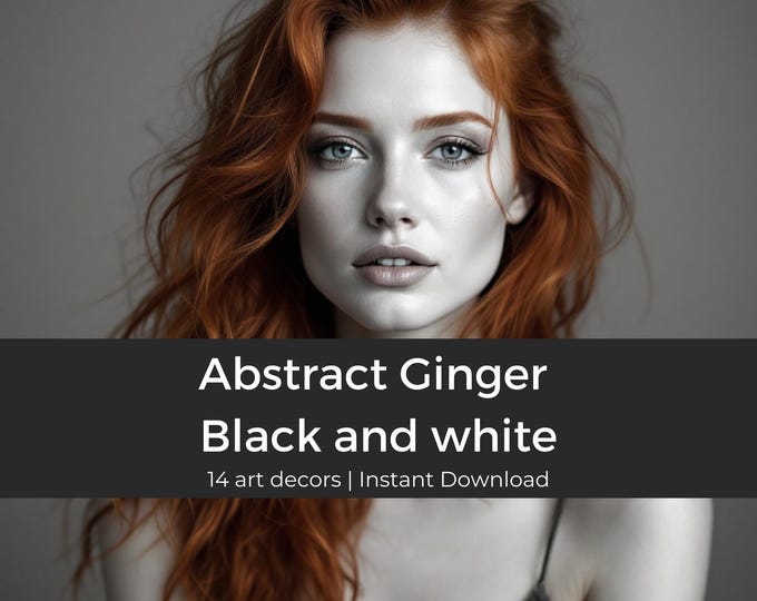 14x Abstract Ginger Woman Art Print | Black & White Modern Wall Decor | Minimalist Home Decor | Unique Gift for Art Lovers