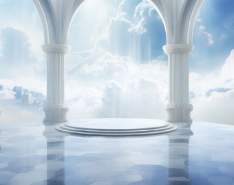 63x cloud themed backdrop. gothic, temple, heaven.