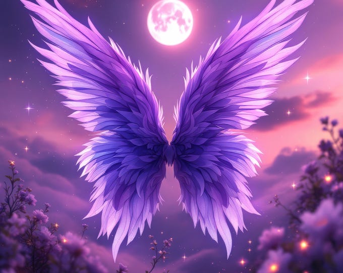 7x Purple Wings with Background PNG Digital Download, Fairy Wings Clipart, Fantasy Art Print, Instant Download
