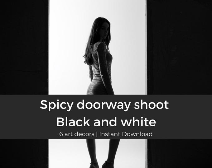 Black and White Doorway Shoot: 6 Unique Female Art Prints, Vibrant Decor, Modern Wall Art, Stylish Home Decorations