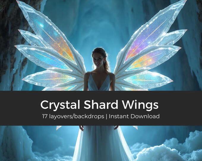 Crystal Shard Wings Backdrop Overlay | 300DPI Digital Download for Stunning Photography & Design