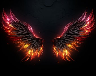 58x Angel Wings backdrop. Energetic + Fire, transparent background, Overlay, High Quality, transparant
