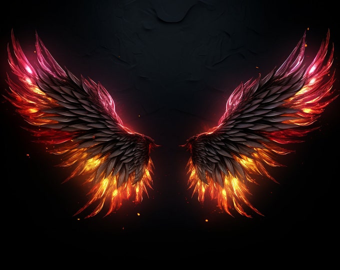 58x Angel Wings backdrop. Energetic + Fire, transparent background, Overlay, High Quality, transparant