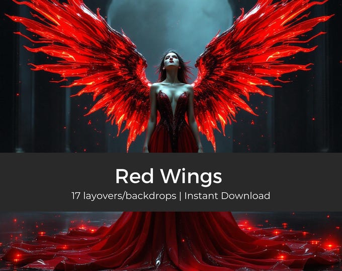 17 Red Wings PNG, Digital Art Supply, Demon Wings Clipart, Red Demon Wings Graphic, Wings for Digital Art, Instant Download