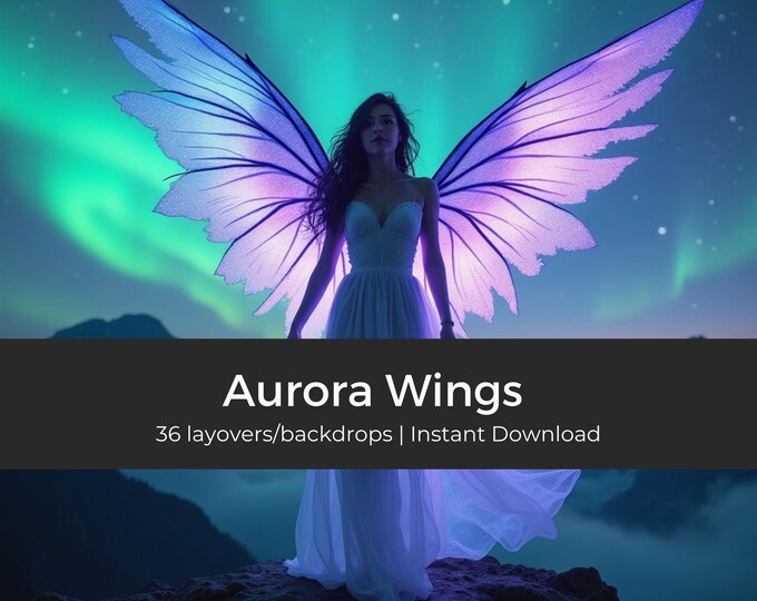 Aurora Wings Fantasy Art Prints and Digital Downloads, Whimsical Home Decor, Unique Gifts for Office & Art Lovers