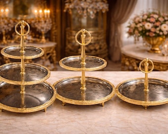 Gold Tiered Stand, Elegant Tiered Tray for Desserts, Wedding, Birthday & Special Event Table Decor