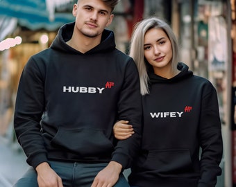 Mann AF, Paare passende Hoodie, Wifey Hubby Hoodie, Flitterwochen Hoodie, Hochzeit Hoodie, Wifey und Ehemann Hoodie, Just Married Hoodie