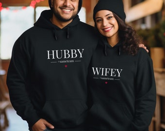 Mann, gleiches Team, Paare passende Hoodie, Wifey Hubby Hoodie, Flitterwochen Hoodie, Hochzeit Hoodie, Wifey und Ehemann Hoodie, gerade verheiratet Hoodie