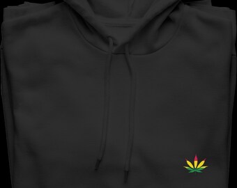 Sweat à capuche Bob Marley : couleurs rouge jaune vert sur sweat noir pur - Tout sur l'amour, l'unité et la marijuana - Citation profonde sur le fait d'aimer la vie