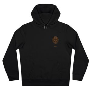 Sei furchtloser Löwenaugen-Hoodie: Tierliebhaber-Sweatshirt Pure Black, das Furchtlosigkeit und Entschlossenheit fördert mit der Löwenzeichnung auf dem Baumwolloberteil Bild 6