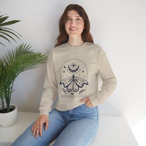 Positive Vibes Moth, Butterfly Sweatshirt, Magic is what you make, Inspirational Gift, Unisex Crewneck, Cozy Fashion, Eco-Friendly Wear