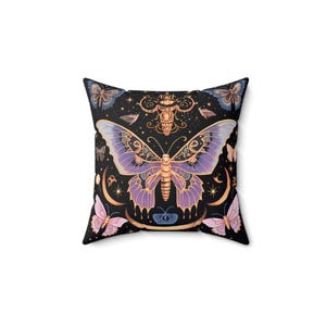 Butterflies Nature Pillow, Mystical Square Throw Cushion Cover, Home Decor Accent, Living Room Accessory, Unique Gift Idea