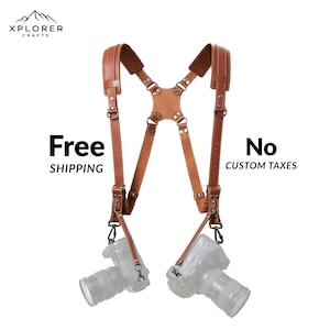 Personalized Leather Dual Camera Harness, Wedding & Event Photography Gear, Camera Strap, DSLR Harness, Gift For Photographers.