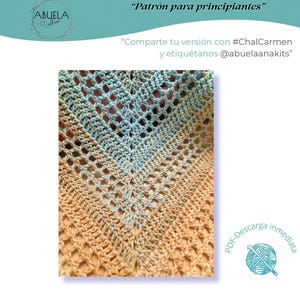 Patrón Chal Carmen, Crochet Degradado triangular Fácil Principiante en Español, Yarnart Flowers – PDF | Abuela Ana
