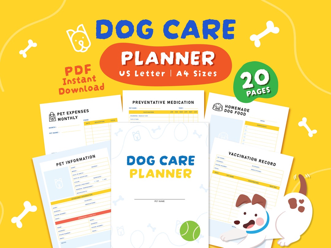 Pet Planner Printable,dog Care Planner Printable, Pet Planner, Dog ...