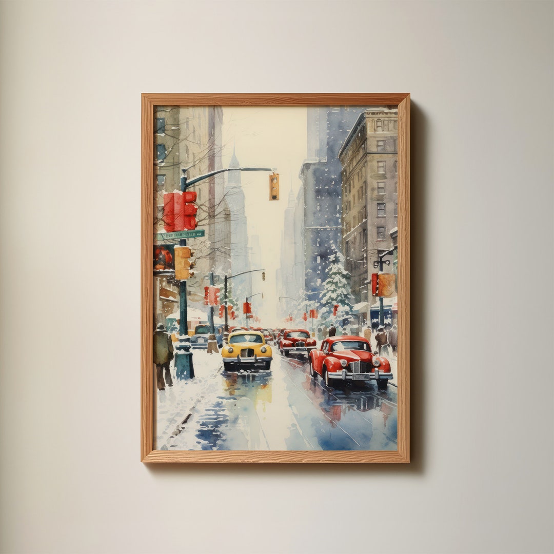 NY City Street Wall Art to Decorate Your Home for Christmas to Print