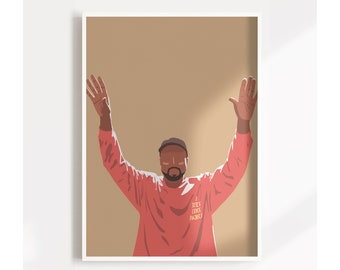 Kanye West Art Poster - Modern Music Icon Wall Decor - Customizable Hip-Hop Art Print