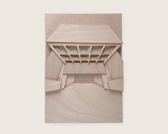 Barbican entrance, plywood relief