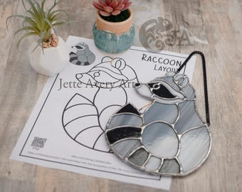 Pattern- Raccoon Stained Glass Suncatcher
