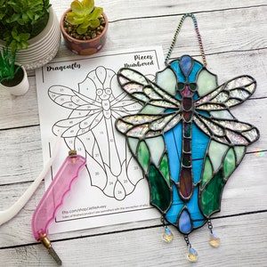 Pattern- Dragonfly Stained Glass Suncatcher